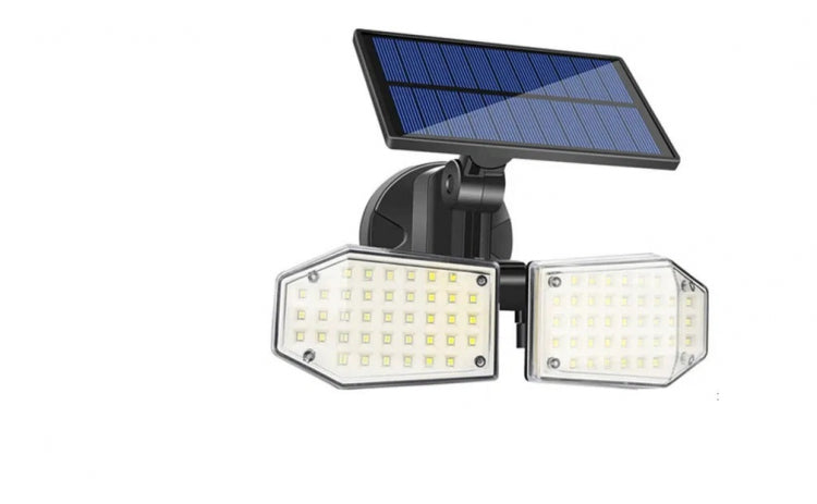 Lampa 78 LED cu panou solar dublu, split de perete, senzor de miscare