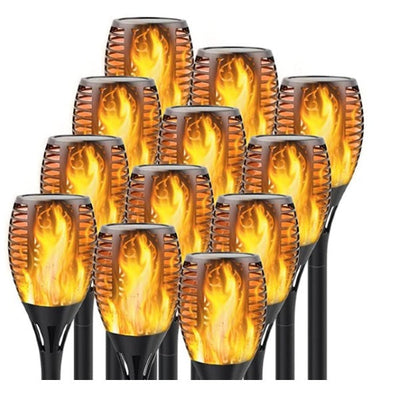 Lichidare de Stoc! Set 12 x Lampa solara tip torta cu efect flacara 51.5 cm