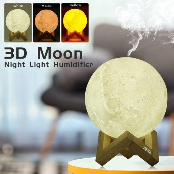 Lampa de veghe cu umidificator, Luna Moon 3D, 880 ml