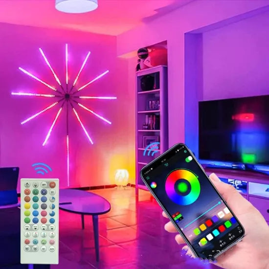 Lumini LED tip artificii inteligente, RGB, muzica, telecomanda