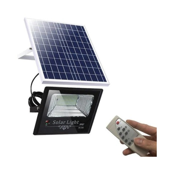 Proiector cu panou solar si telecomanda Jortan, rezistenta IP67, 200W