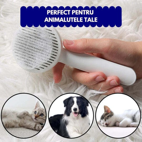 Perie par de animale cu buton de autocuratare Circle Brush