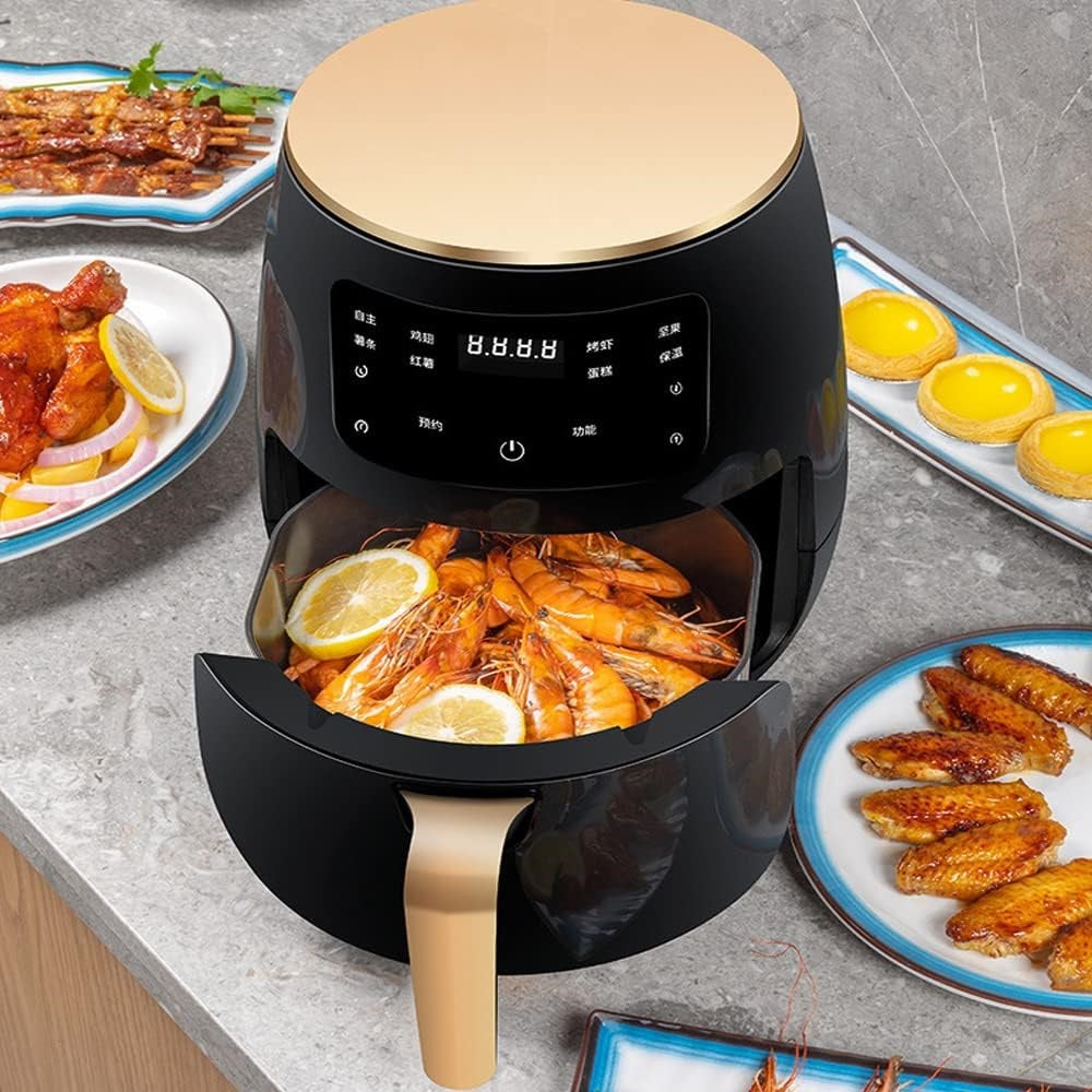 Air Fryer - Friteuza fara Ulei 6 Litri, Display Digital, 2400 W, Functie de Coacere + Set 50 hartii de Copt pentru Friteuza 16 cm