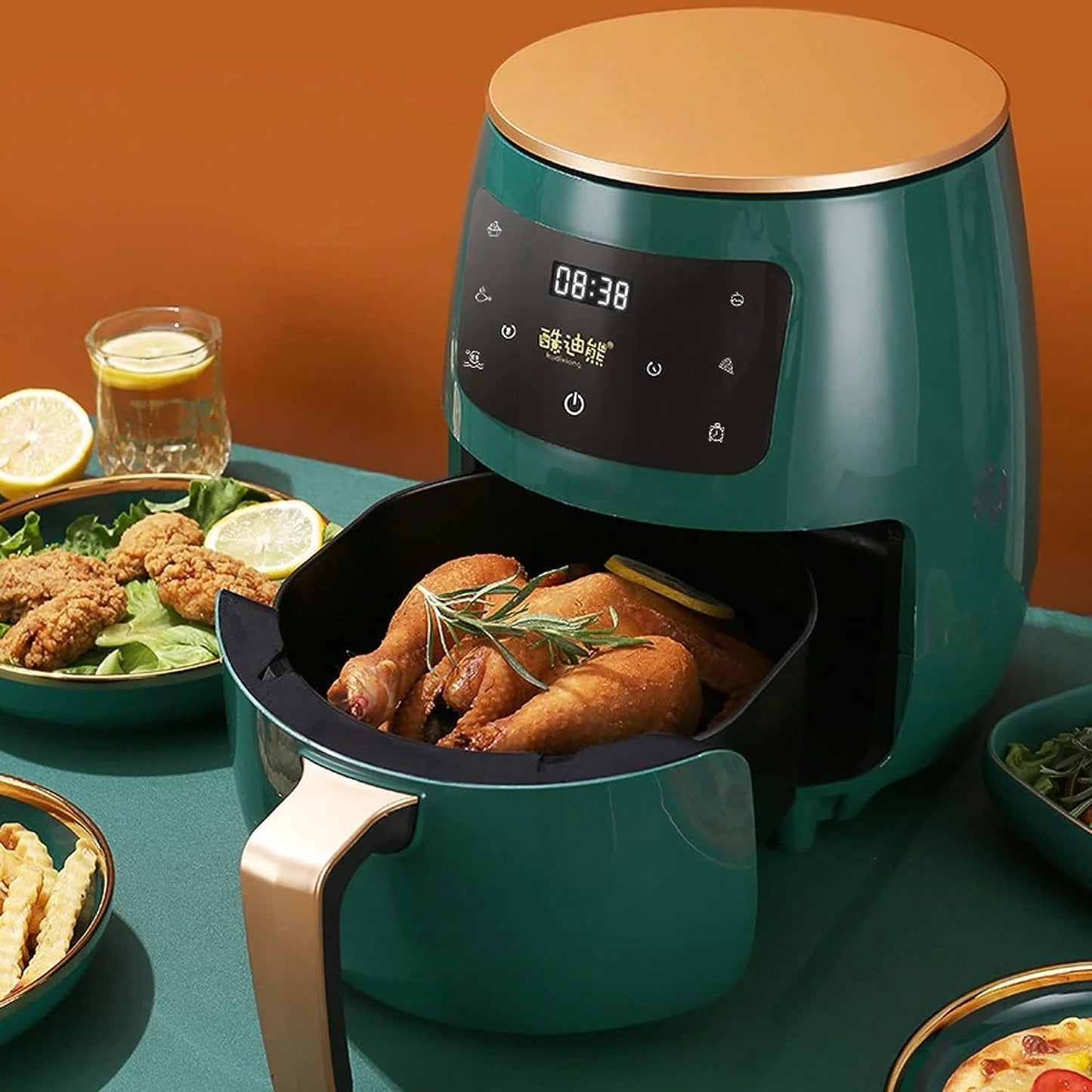 Air Fryer - Friteuza fara Ulei 6 Litri, Display Digital, 2400 W, Functie de Coacere + Set 50 hartii de Copt pentru Friteuza 16 cm