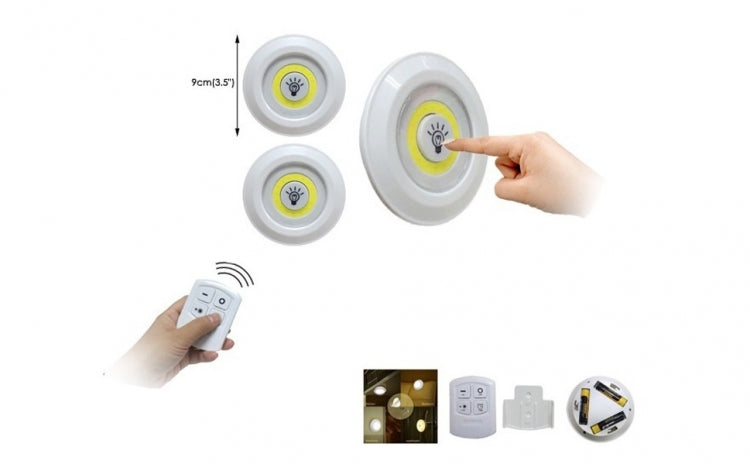 Set 3 lampi LED 3W COB cu telecomanda